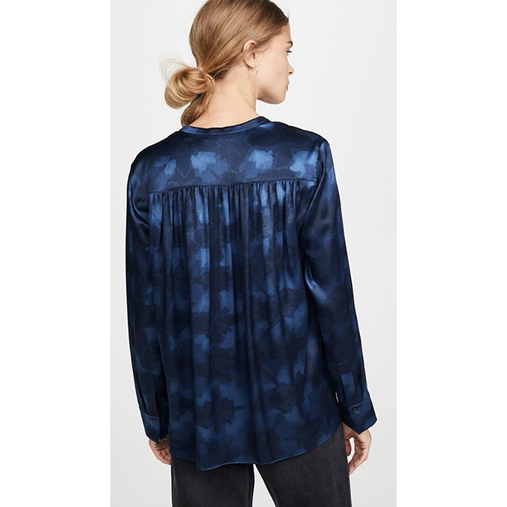 Vince Winter Tie Dye Silk Blouse Hydra Size 8 - Picture 10 of 10